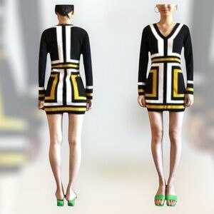 INC INTERNATIONAL CONCEPTS Vintage 1990s Bodycon Dress Block Graphic Print SZ PL